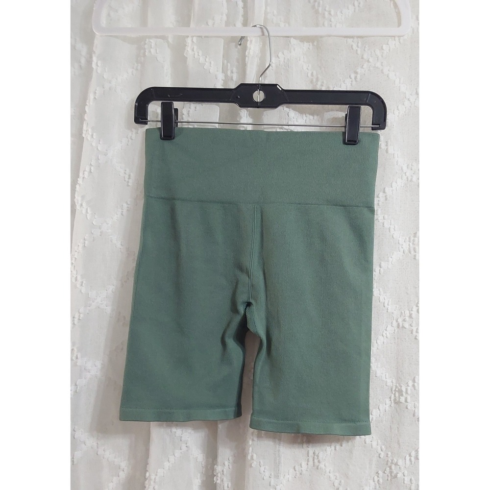 Ryka Womens Sage Green Seamless High Waisted Biker Shorts Size Medium